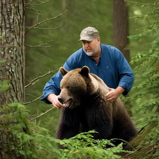 Prompt: <mymodel> A grizzly bear foraging in the forest underbrush.