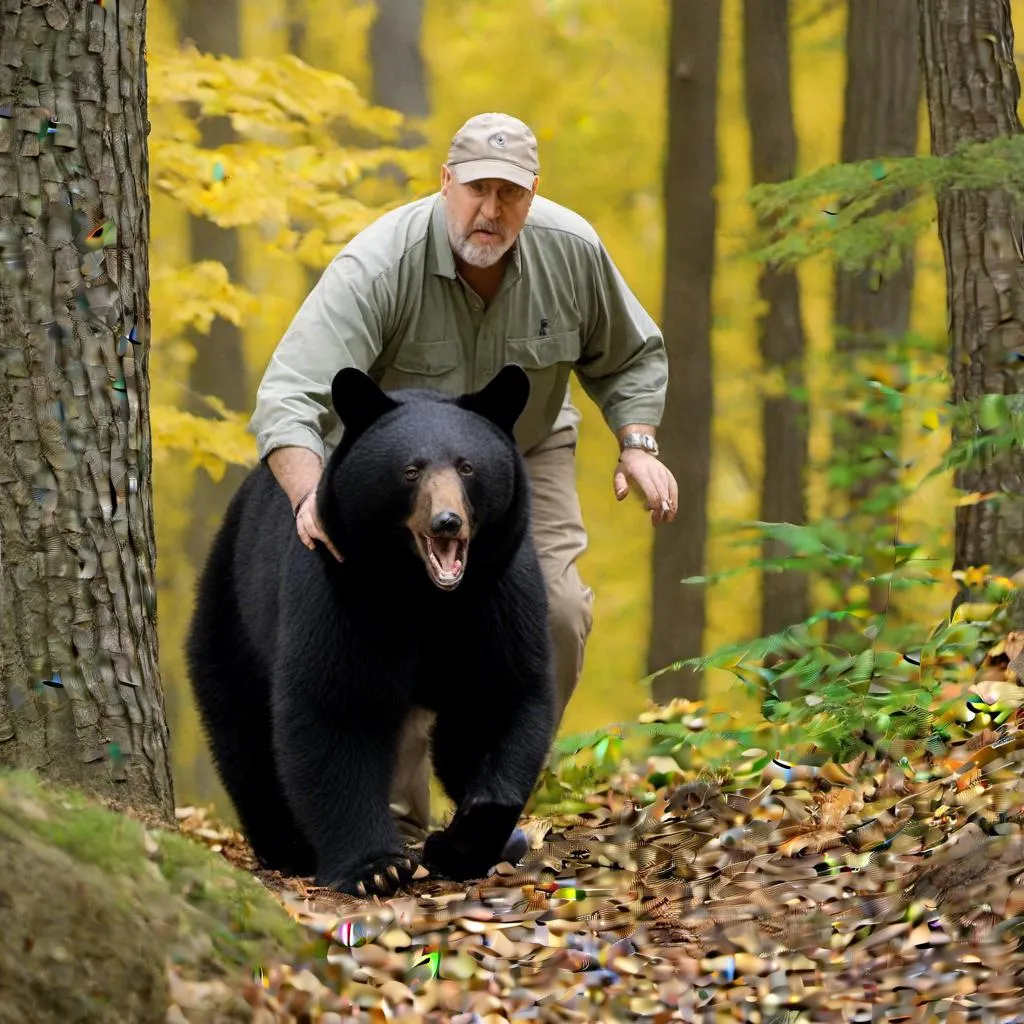 Prompt: <mymodel> A black bear ambling through a mountainous woodland.