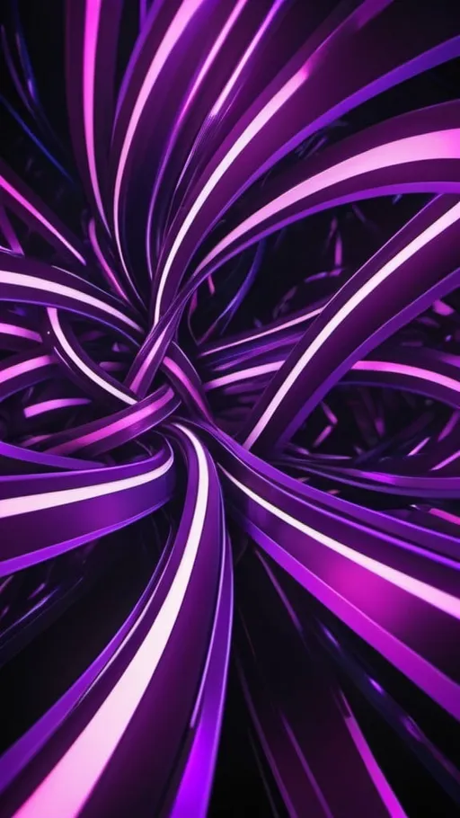 Prompt: Abstract wallpaper of glowing purple ribbons, futuristic phone lights, high-tech abstract design, vibrant neon colors, ultra detailed, digital art, cyberpunk, surreal, glowing ribbons, futuristic phone lights, abstract, vibrant colors, high-tech, neon, atmospheric lighting