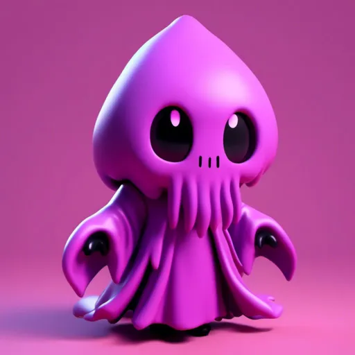 Prompt: <mymodel> a 3d render of kawaii mind flayer wearing wizard robes