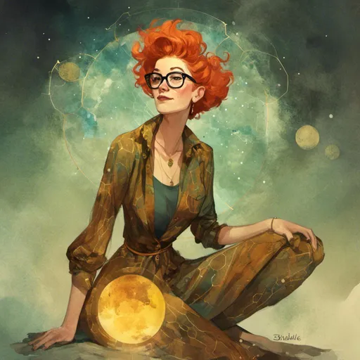 Prompt: A hipster Miss Frizzle in <mymodel> artstyle