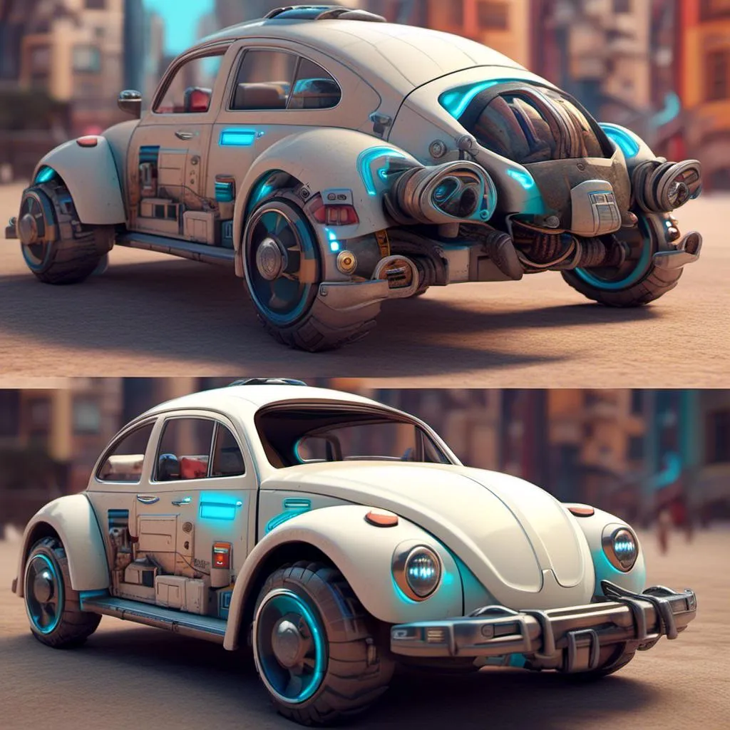 Prompt: <mymodel>futuristic Volkswagen beetle car