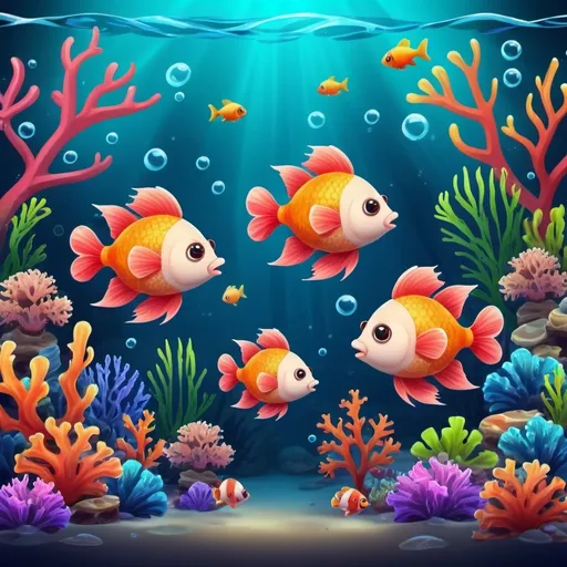 Prompt: cartoon aqarium fish image for game 
