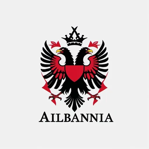 Prompt: A logo creation for a group presentattion named ALBANIA, where two last letters should be different because of the meaning for artificial inteliigjence