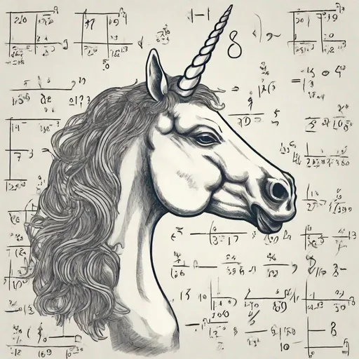 Prompt: A unicorn getting its horn because it solved a complex math problem