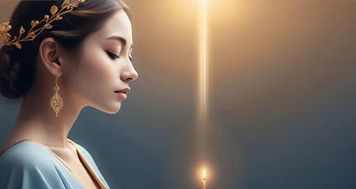 Prompt: A background image for the title slide of a presentation.  The image should evoke the tranquility and earnest seeking of Gods presence.   Line art.  Blues and golds.