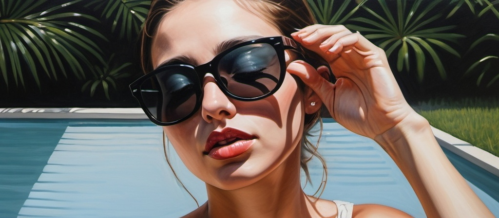 Prompt: a woman with sunglasses on her face and a woman with her hand on her head with her eyes closed, Eric Zener, naive art, professional digital painting, a pop art painting