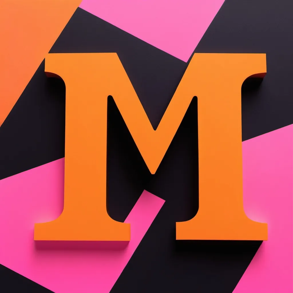 Prompt: Make a orange and pink background. The colors are blended together. On the middle of the image, create an black "M" and "G'.