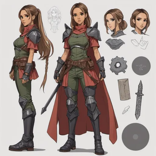 Prompt: create an anime character styled after jessica alba that shows the entire body and is dressed in a combat outfit that is a dungeons and dragons character

