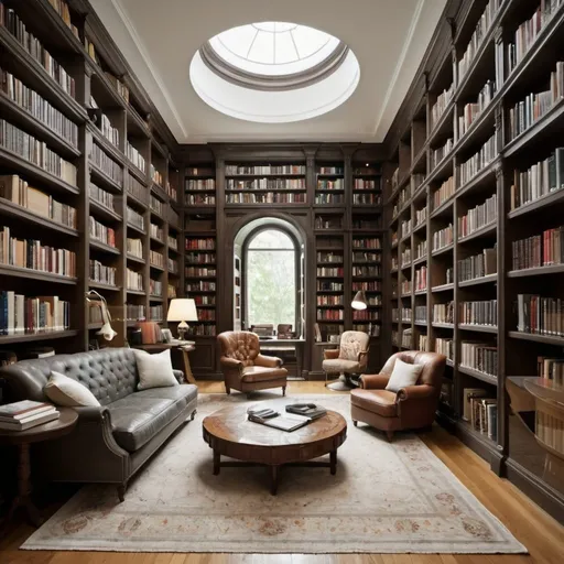 Prompt: the most beautiful and modern personal library 
