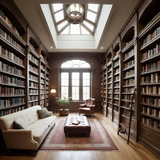 Prompt: the most beautiful and modern personal library 
