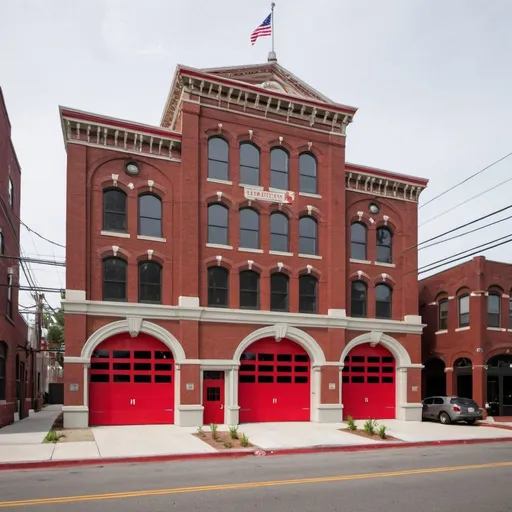 Prompt: Renovated 3 story firestation for an artist


