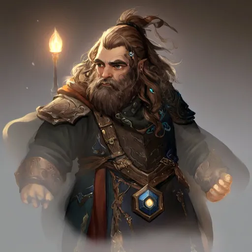 Prompt: dwarf warlock, profile, brown hair and eyes, light skinned, male