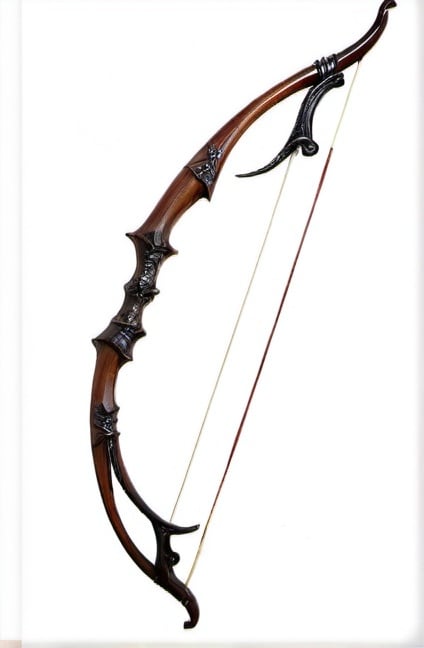 Prompt: very strong magical composite longbow made of darkwood and horn