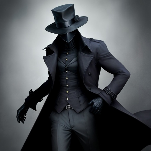 Prompt: mysterious figure in a trencoat