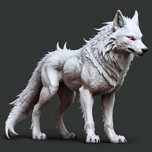 Prompt: Half dragon wolf  without wings