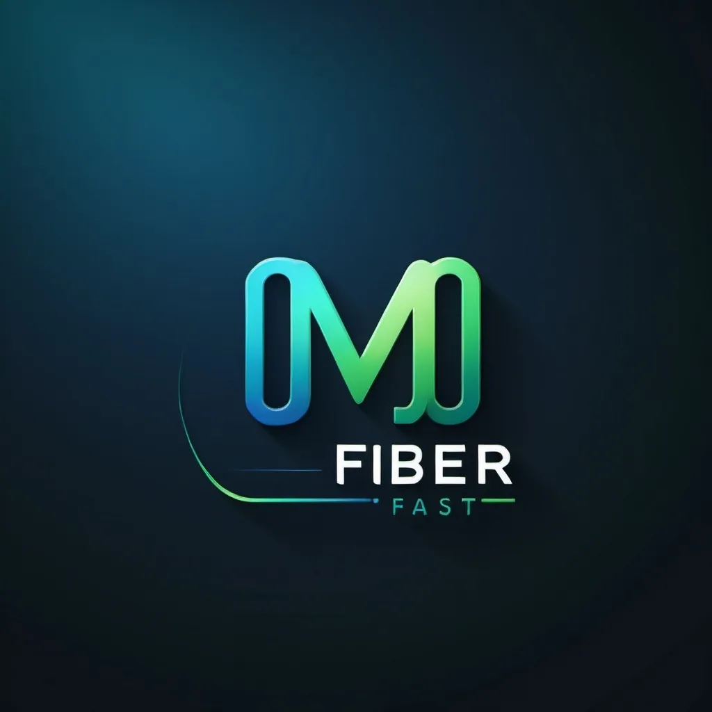 Prompt: Generate me a square logo with rounded corners that says "M.J. Fiber Fast" the logo is to be related to fiber optics.