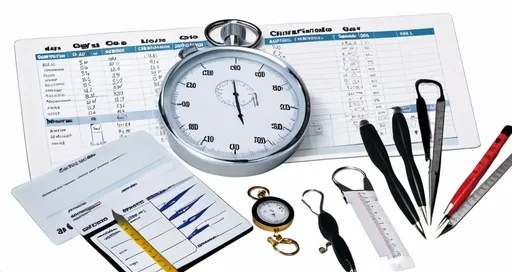 Prompt: checklists, raters, scales, tape measures, calipers, stopwatch, ruler, interviewers, ratings, grades