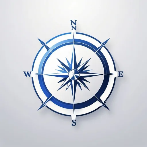 Prompt: use color white and sapphire blue only. this will be an application icon which is global users' comprehensive public community. they share interest, hobby, life, discussions and more. i would say it's focused on life compass.