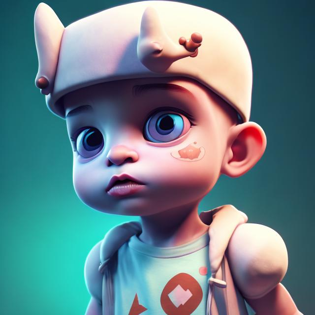 Prompt: cute baby boy,
Ethereum tattoo on left cheek, number 1 tattoo on right cheek,
standing character,
soft smooth lighting,
soft pastel colors,
skottie young, 3d
blender render,
polycount, modular
constructivism, pop
surrealism, physically
based rendering,
square image