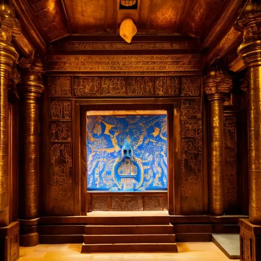 Prompt: chacmool in sacred chamber hall