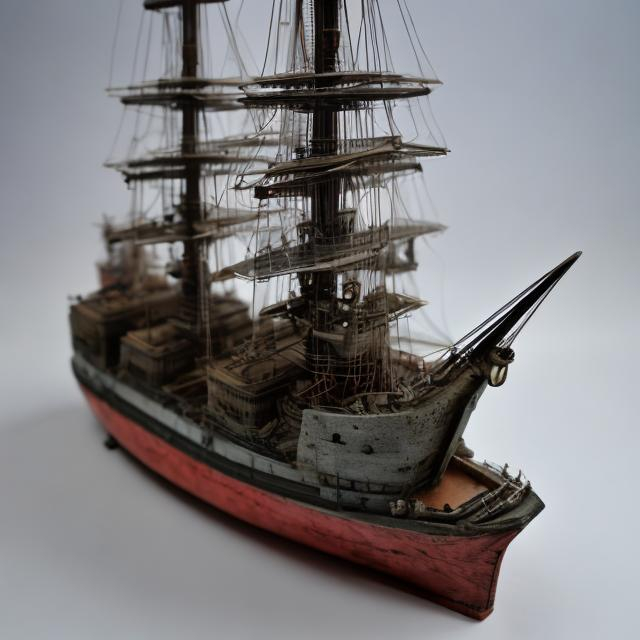 Prompt: ship scale model inside bottle