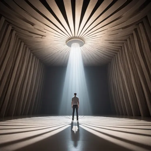 Prompt: giant Sahaquiel, overhead lighting, wide angle view, surreal background proportions, infinity vanishing point