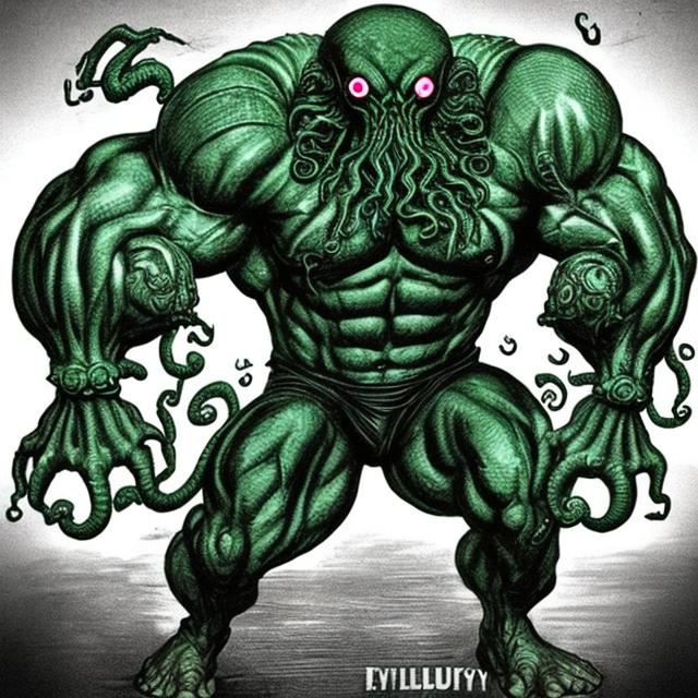 Prompt: bodybuilding Cthulhu