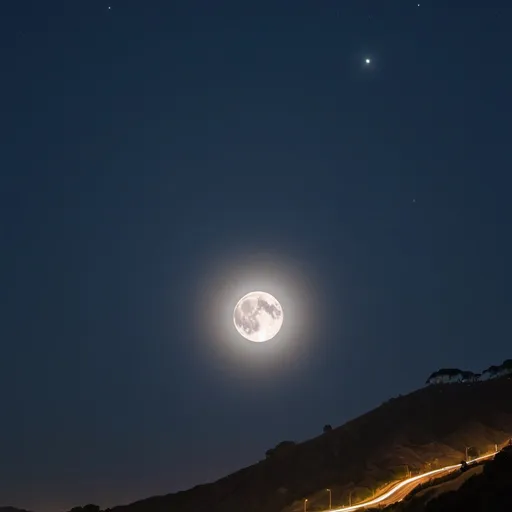 Prompt: Moon over Marin, overhead lighting, extra wide angle view, infinity vanishing point