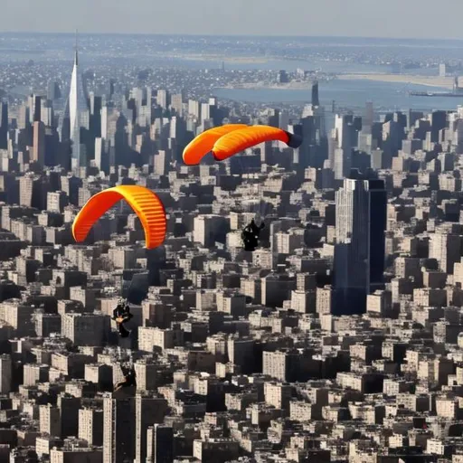 Prompt: 911 hamas paragliders flying over manhattan skyline