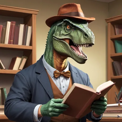 Prompt: Dinosaur professor