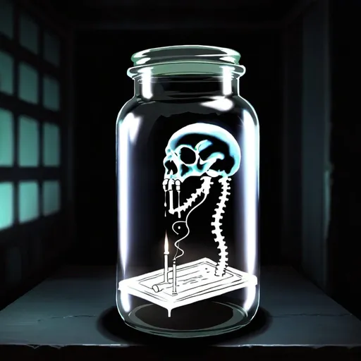 Prompt: So place your trust in science for it has come so far
Where necromancy lives forever preserved within a jar