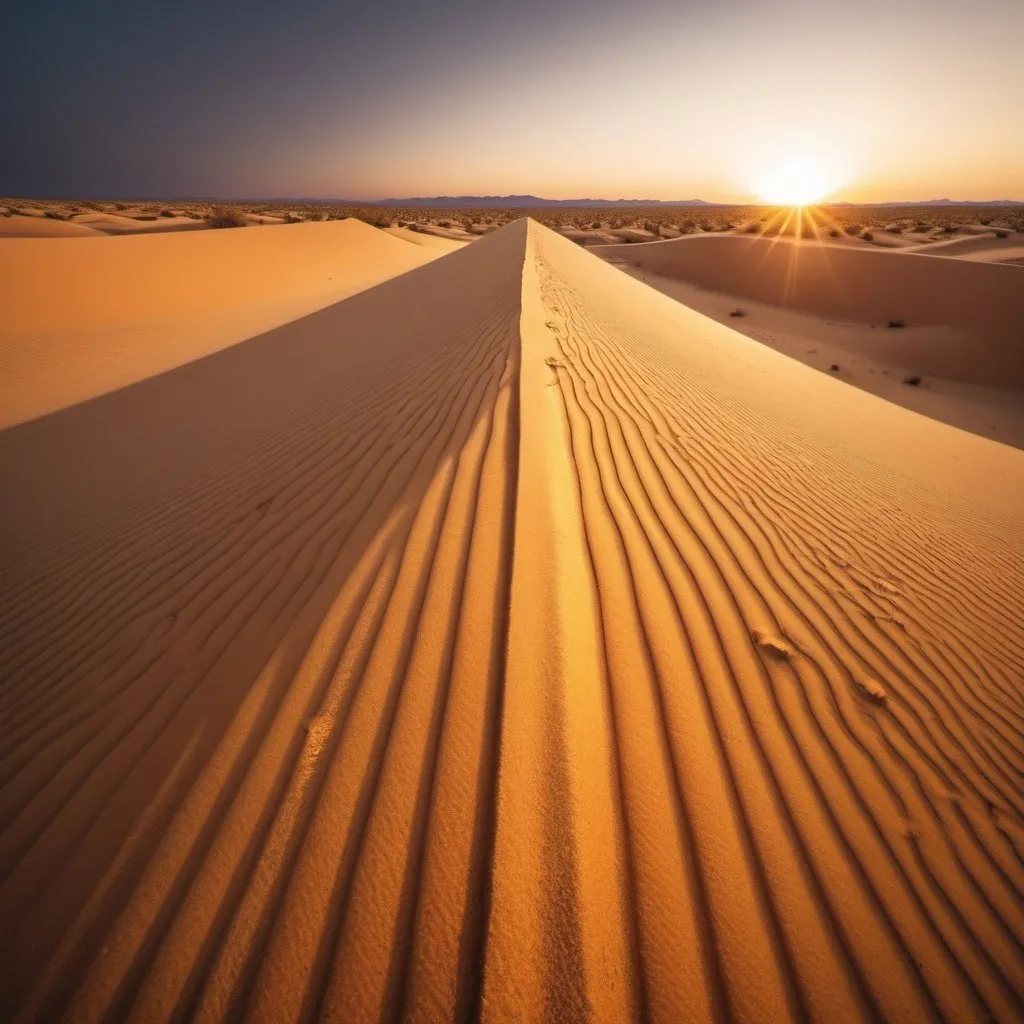 Prompt: strange desert, overhead golden hour lighting, extra wide angle field of view, infinity vanishing point