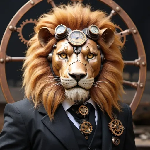 Prompt: atomic steampunk lion