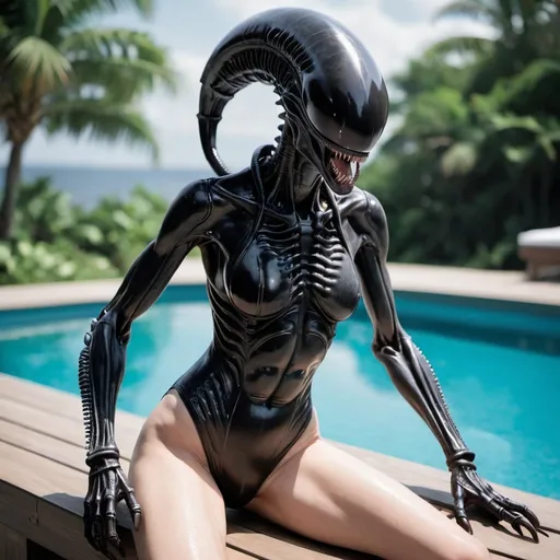 Prompt: xenomorph in a swimsuit