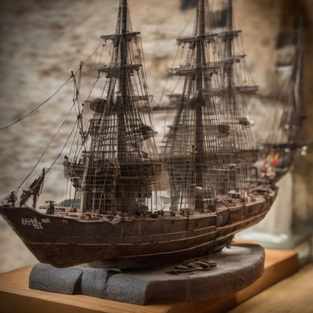 Prompt: ship scale model inside a bottle