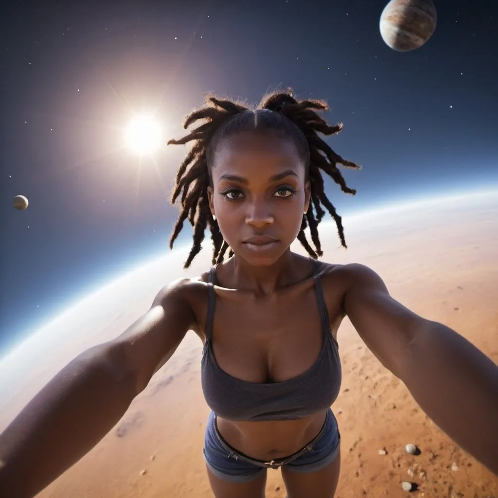 Prompt: zunesha, wide angle perspective, planet background, infinity vanishing point