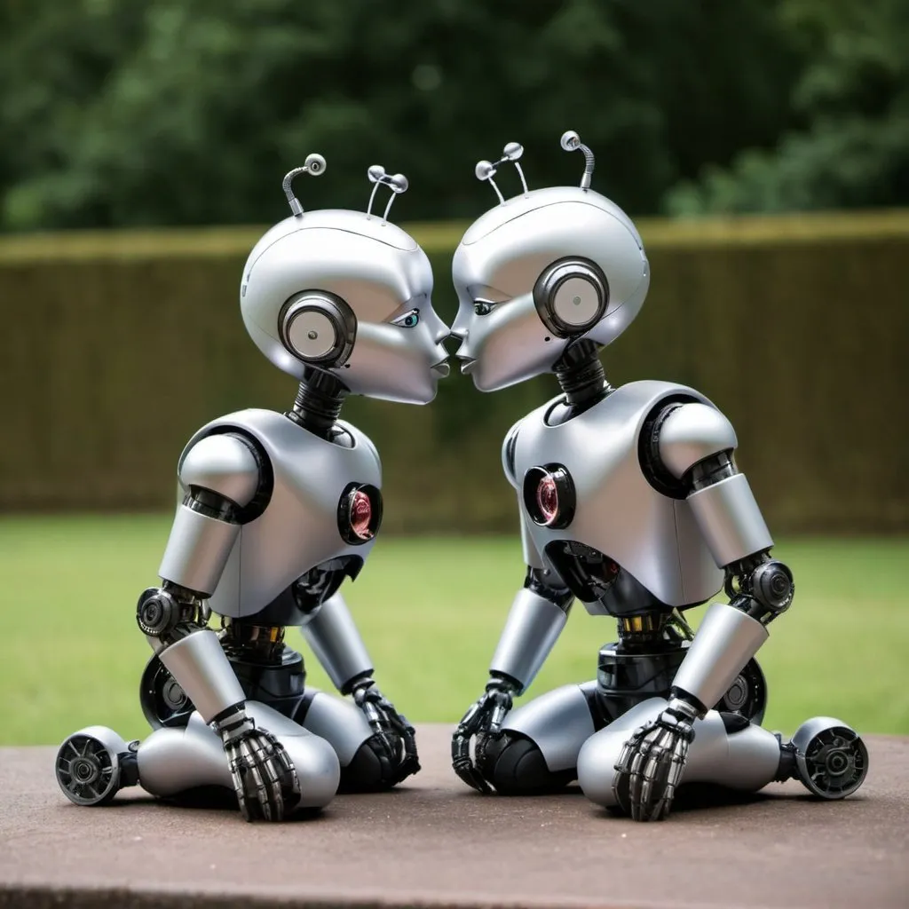 Prompt: kissing robots