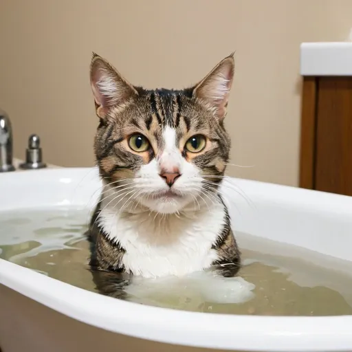 Prompt: cat taking a bath