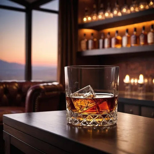 Prompt: glass of whiskey in a luxury location