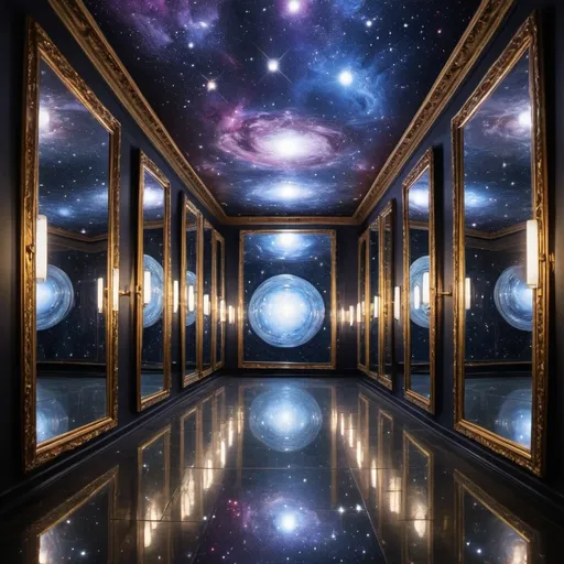 Prompt: galaxy of mirrors
