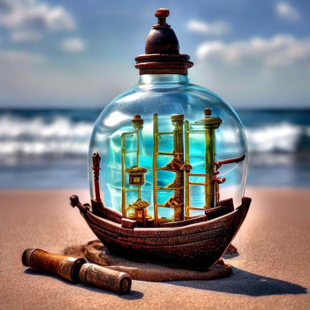 Prompt: ship in a bottle