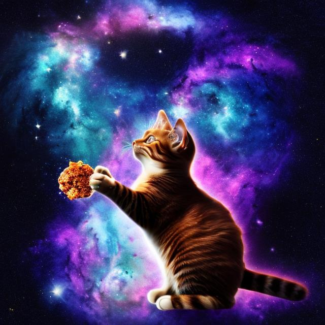 Prompt: cat eating a galaxy