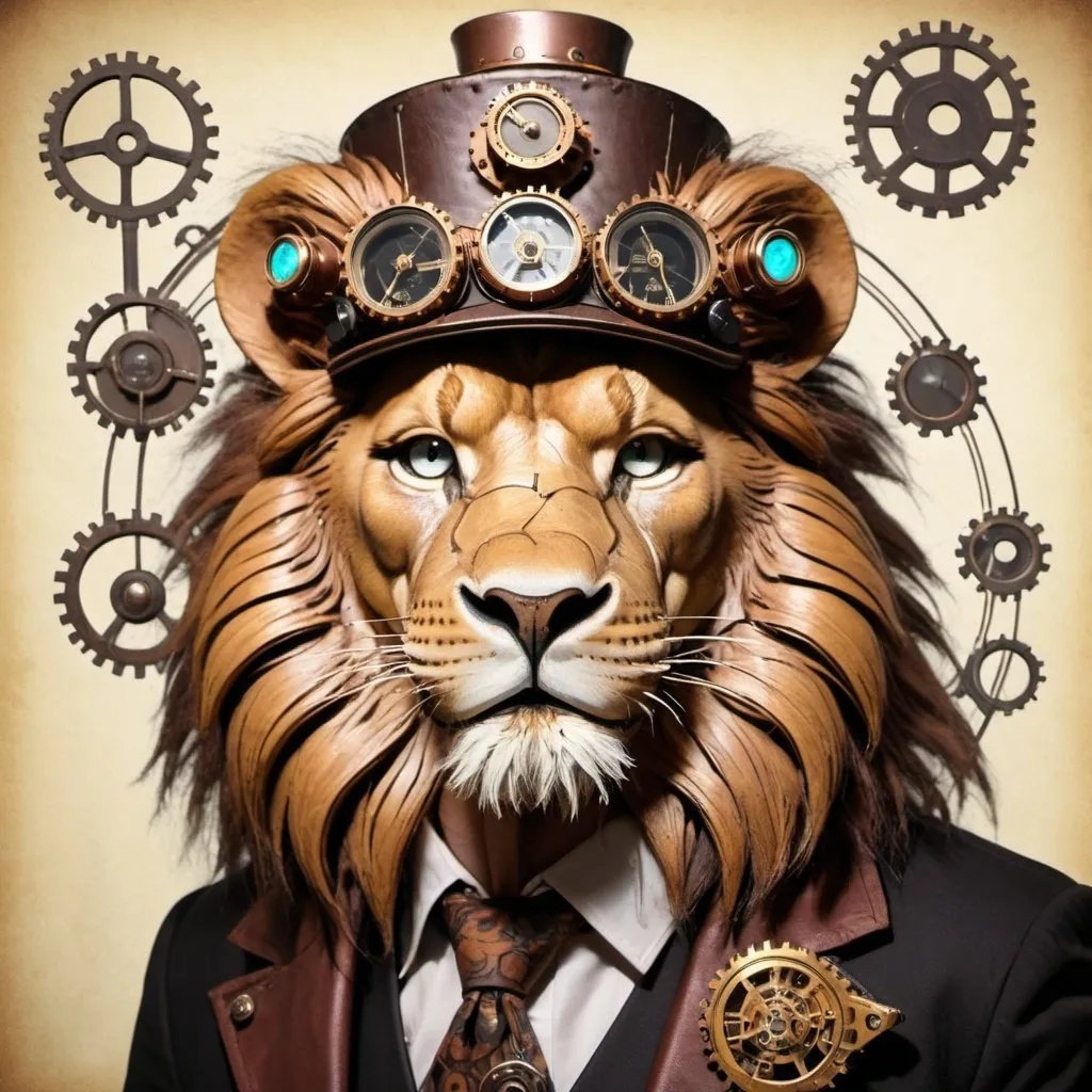 Prompt: atomic steampunk lion