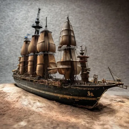 Prompt: ship scale model inside a bottle