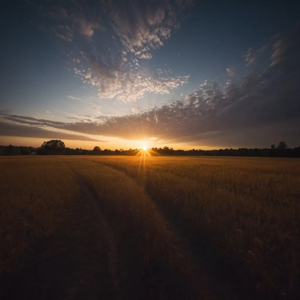 Prompt: strange nights, overhead golden hour lighting, extra wide angle field of view, infinity vanishing point