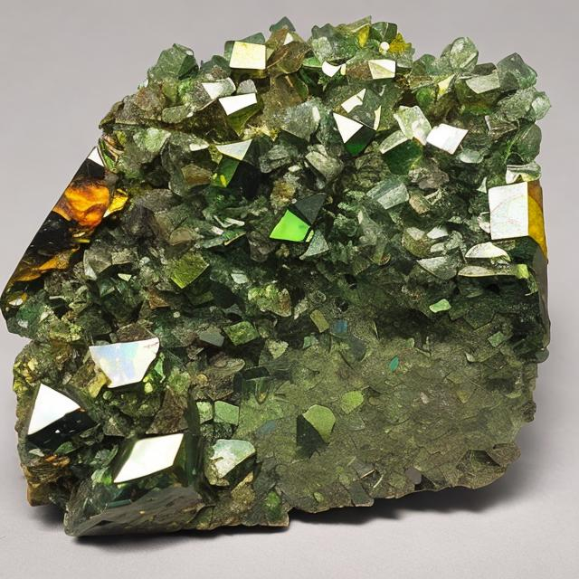 Prompt: Pallasite olivine crystal slice