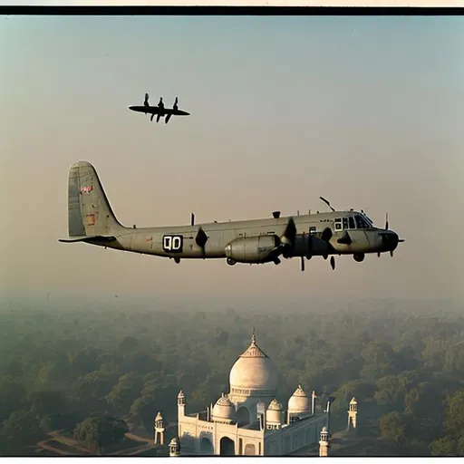 Prompt: C-109 Liberator flying towards the Taj Mahal