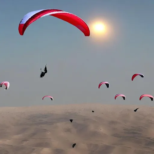 Prompt: 911 hamas paragliders flying on the moon