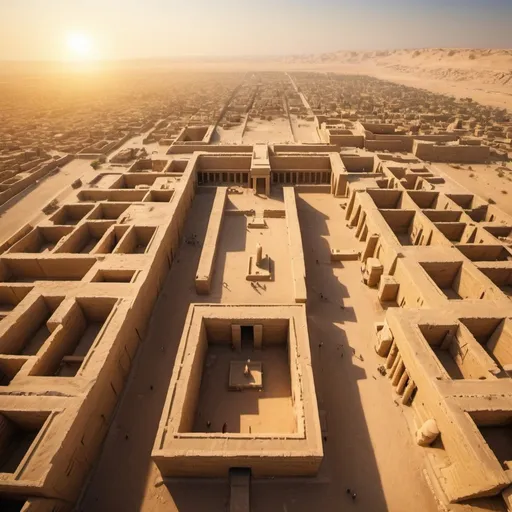 Prompt: Precinct of Amun-Re, overhead golden hour lighting, extra wide angle field of view, infinity vanishing point